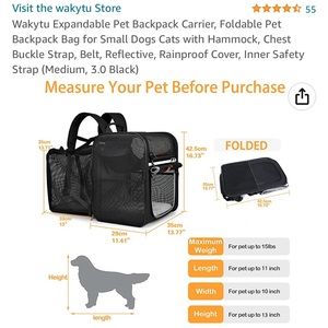 Foldable Pet Backpack/Carrier for Small Animals
